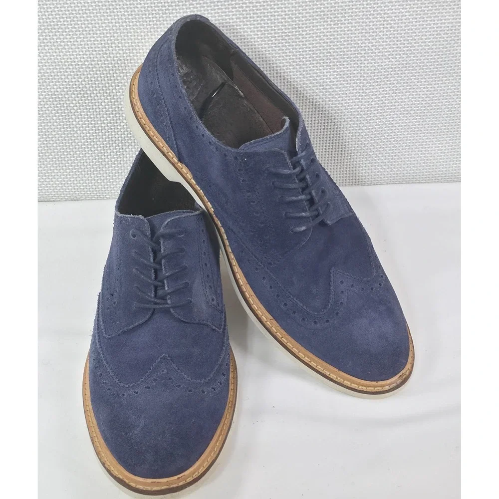 Cole Haan Foley Wing Ox II Blazer Blue Suede‎ Shoes Oxford Men's 9 Original Box